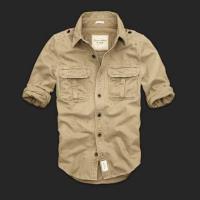 heren abercrombie fitch washed lang overhemd mid-khaki Eindhoven Shop cu862690